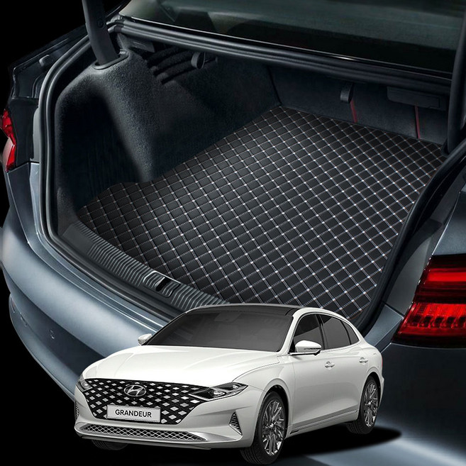 지엠지모터스 퀼팅 가죽 트렁크매트 풀세트, 뉴 그랜져, 블랙