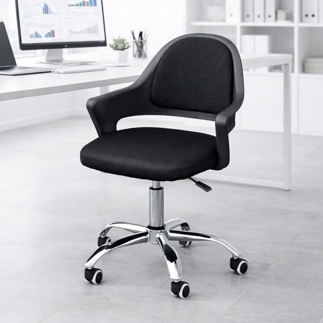 가구느낌 바퀴 회전 루소체어, 블랙＃