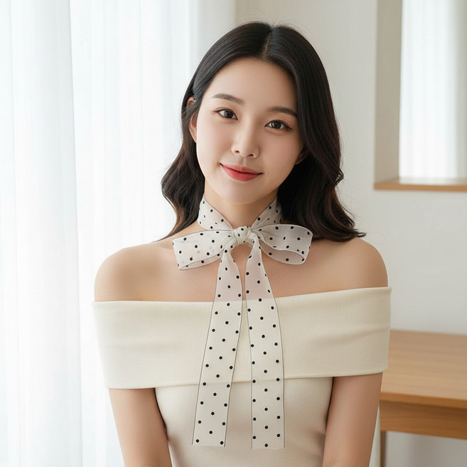 Dotif 圓點纖細休閒圍巾 D264-0241