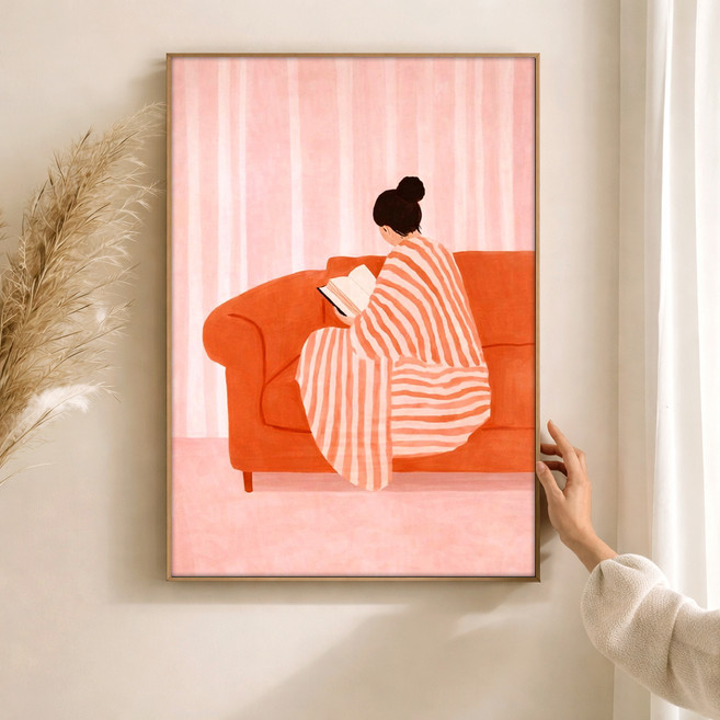 퍼니즈 홈 카페 포스터 핑크 소파