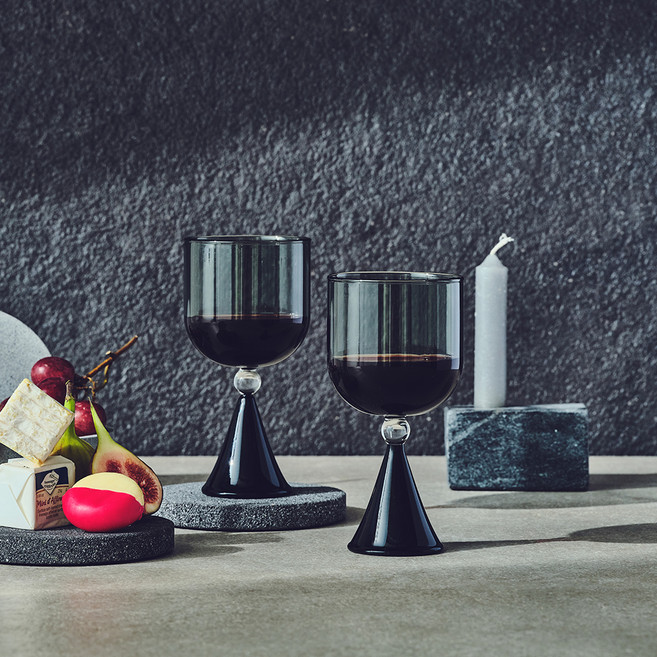 글라스락 미드나잇 와인잔 2P 세트 250ml, 블랙, 1세트