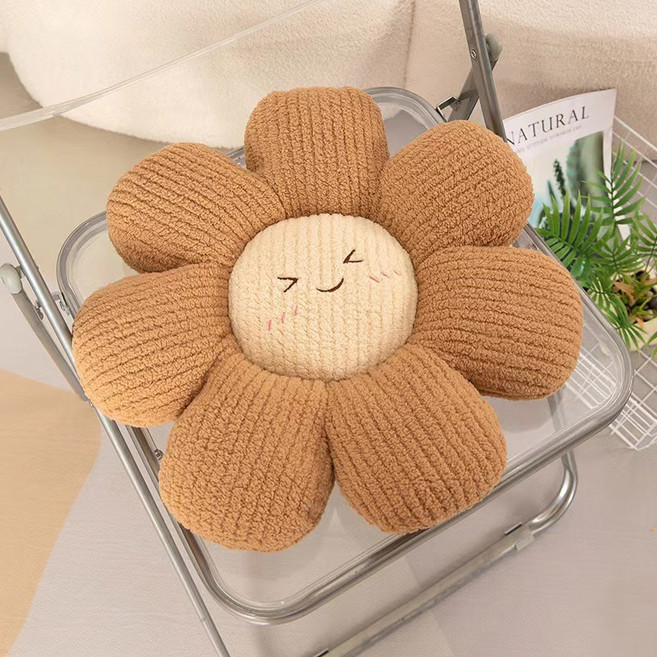 몬드스팟 해바라기 스마일 방석 YY57469, 브라운