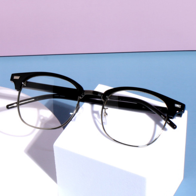 베이마 사각 하금 안경테 E386 + 케이스 + 안경닦이 세트