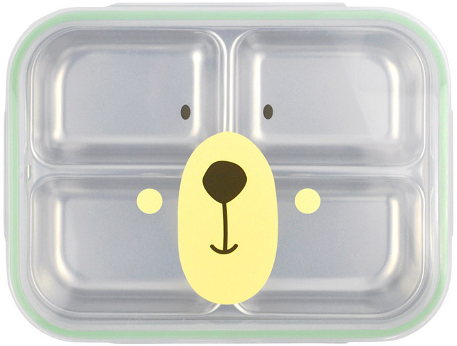 베어 스텐 4칸 식판도시락, 혼합색상, 식판 + 뚜껑, 1세트