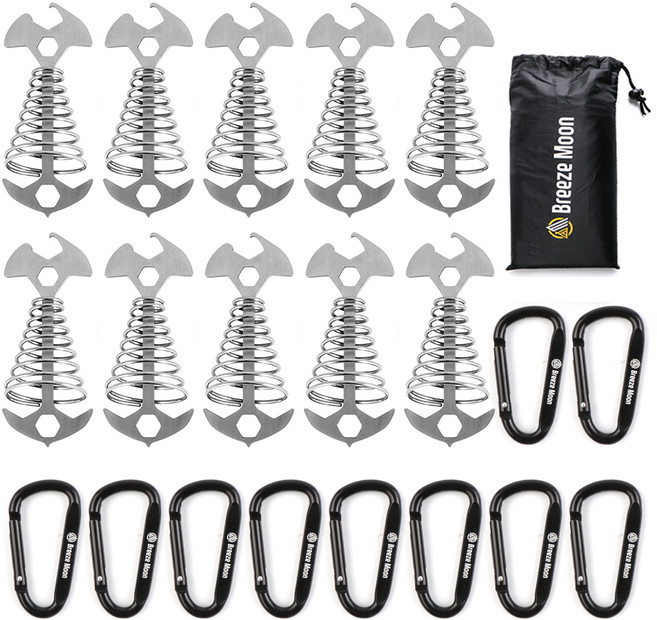 브리즈문 샤크 데크팩 10p + D카라비너 10p + 보관 파우치 세트, 블랙(카라비너), 1단, 1세트