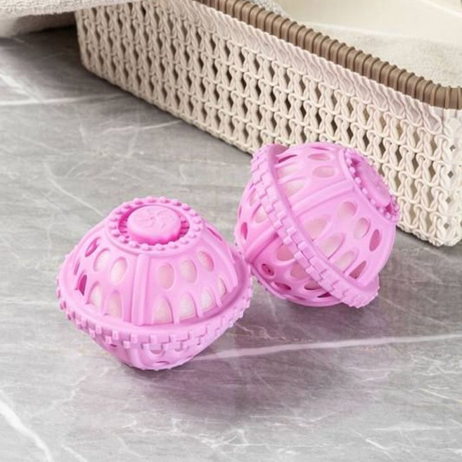 마리조아 엉킴 방지 드럼 세척 및 얼룩 제거 머리카락 필터 백 매직 워시 볼 2p, 핑크, 1개