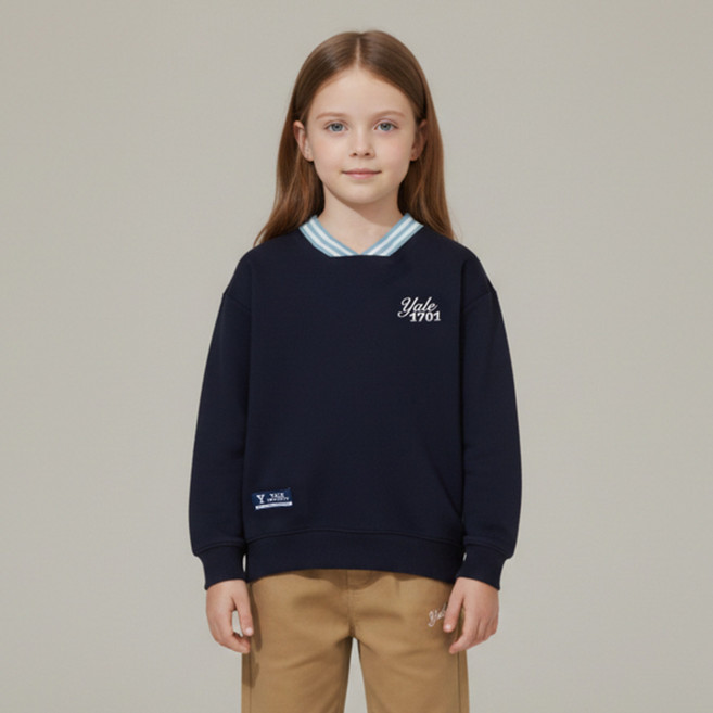 예일키즈 아동용 예일 브이넥 스몰 로고 맨투맨 YJCCMTF13417