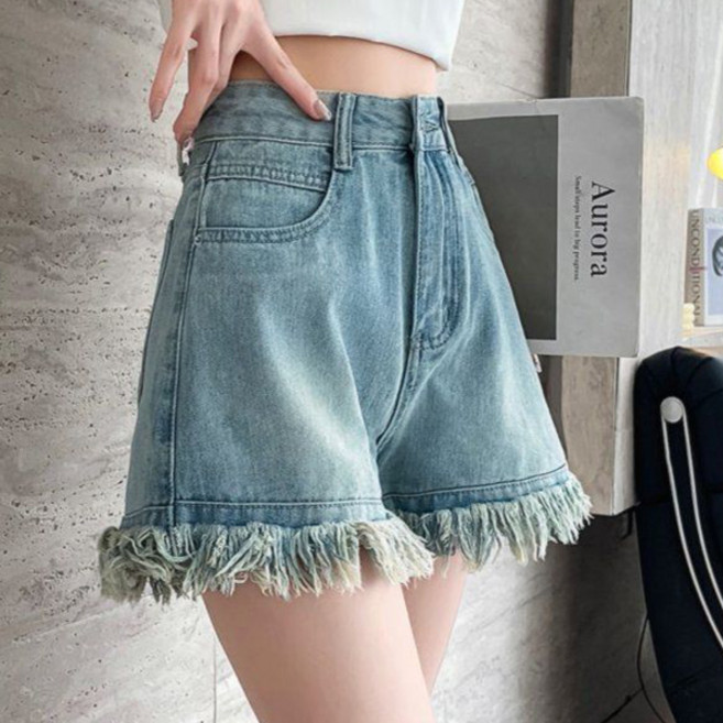 어썸풀 여성용 서엘라엘 트리밍 데님 숏 펜츠 A26SMP022014