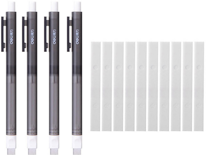 델리 스퀘어 샤프식 지우개 4p + 리필 10p 세트, 랜덤색상, 1세트