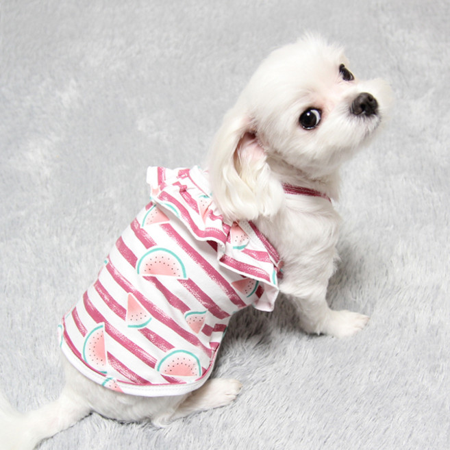 도기코디 강아지 수박 프릴 끈나시, 핑크, 1개
