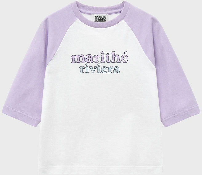 MaritheFrancoisGirbaud 兒童 ENFANT 撞色拼接拉格倫七分袖 T恤