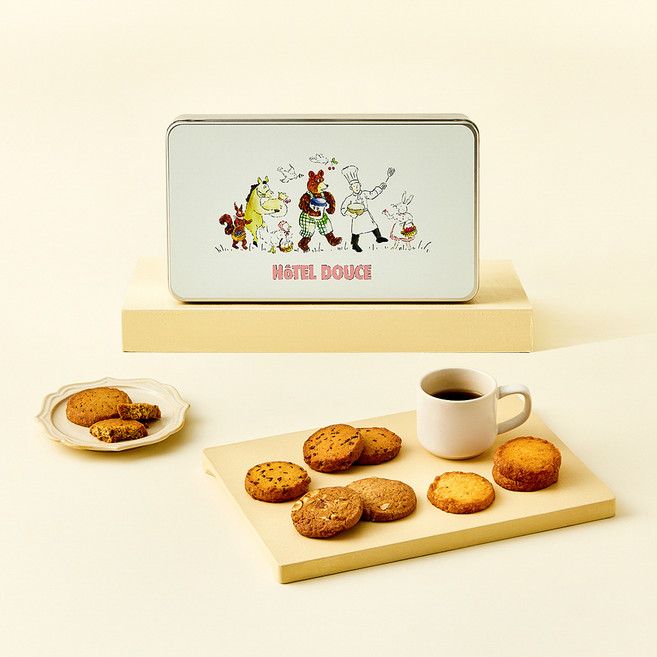 오뗄두스 틴케이스 쿠키 세트 8개입 430g + 쇼핑백, 1세트