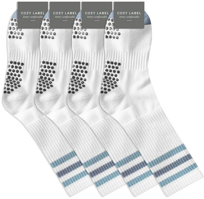 코지라벨 여성용 논슬립 쿠션 스트라이프 양말 4켤레