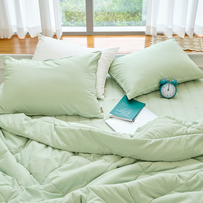 바자르 마카롱 사계절 옥수수솜 이불+베개커버+패드 세트