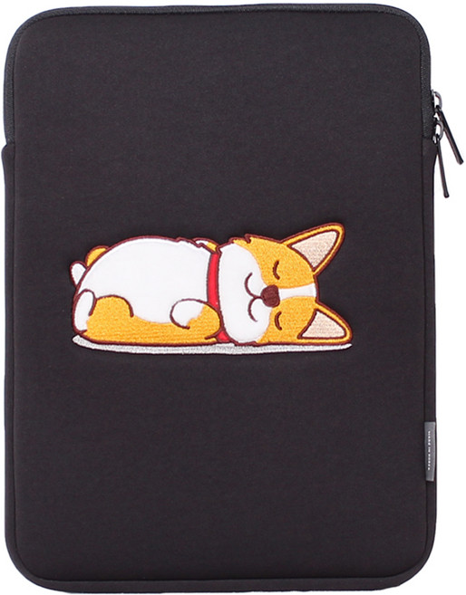 인트존 캐릭터 아이패드 갤럭시탭 태블릿 파우치 INTC-305X, 차콜블랙 코기