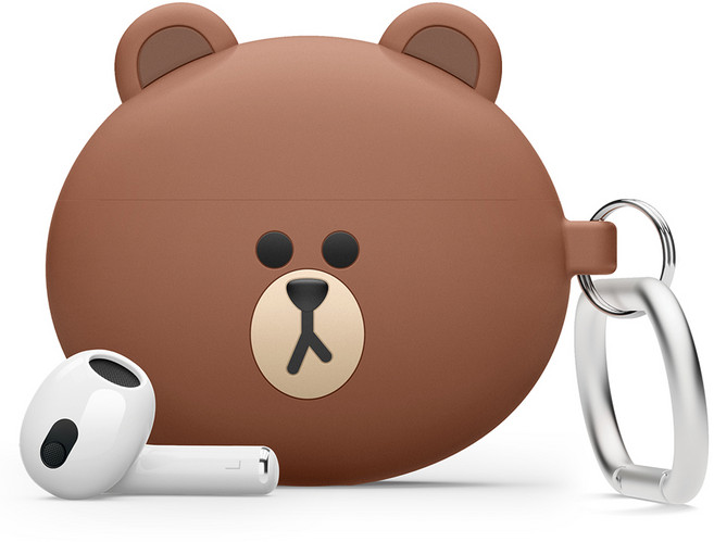 엘라고 라인프렌즈 행 케이스, 에어팟 3, 브라운, 1세트