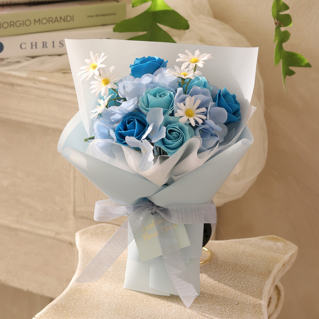 Scent Basket O'Lovely 香皂花束 + 提袋組, 天藍色, 1套