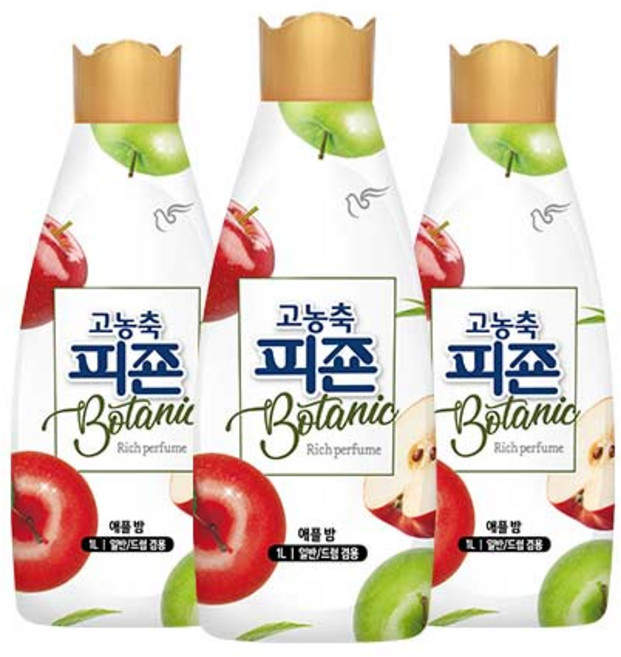 피죤 고농축 보타닉 섬유유연제 애플밤 본품, 1L, 3개