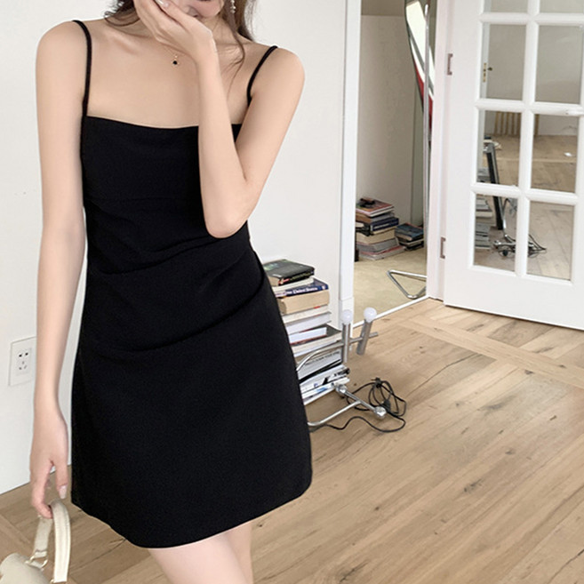 Elsso 馬甲細肩帶迷你連身裙, 黑色