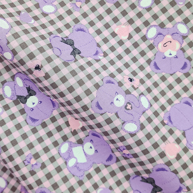 Leuhome 20支棉格紋熊布料, 紫色, 1個