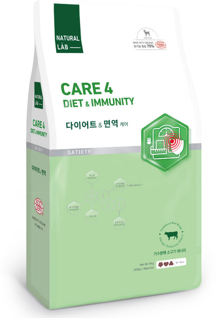 네츄럴랩 강아지 케어 유기농 기능성 사료, 다이어트(체중감소), 9kg, 1개
