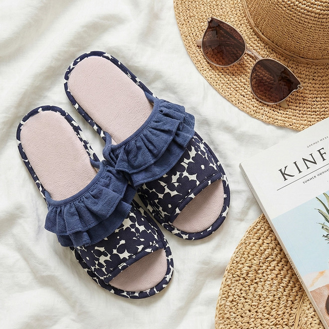 컬러매치 푹신하고 편안한 착용감 고무바닥 쿠션 실내화 거실화 루미프릴, 네이비, 1개