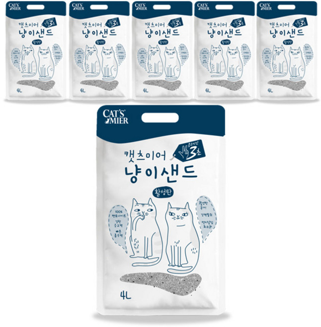 캣츠미어 냥이샌드 벤토나이트, 4L, 6개, 활성탄