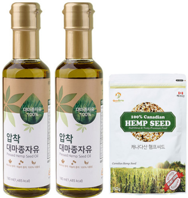 엔에프피 압착 대마종자유 180ml x 2p + 햄프씨드 150g 세트, 1세트