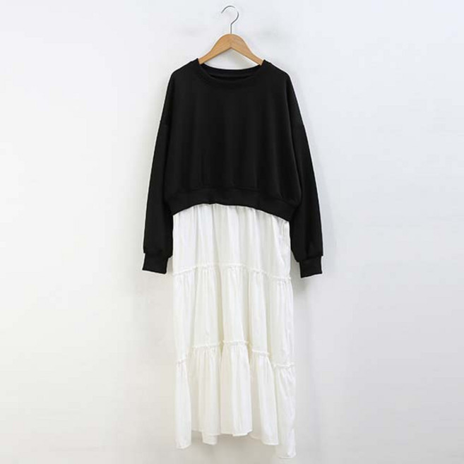 피핀 여성용 페이크 레이어링 티어드 롱 원피스 38641