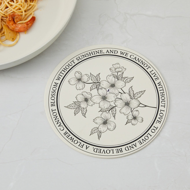 모던하우스 로맨틱플라워 원형 실리콘 냄비받침, 1개, 단품