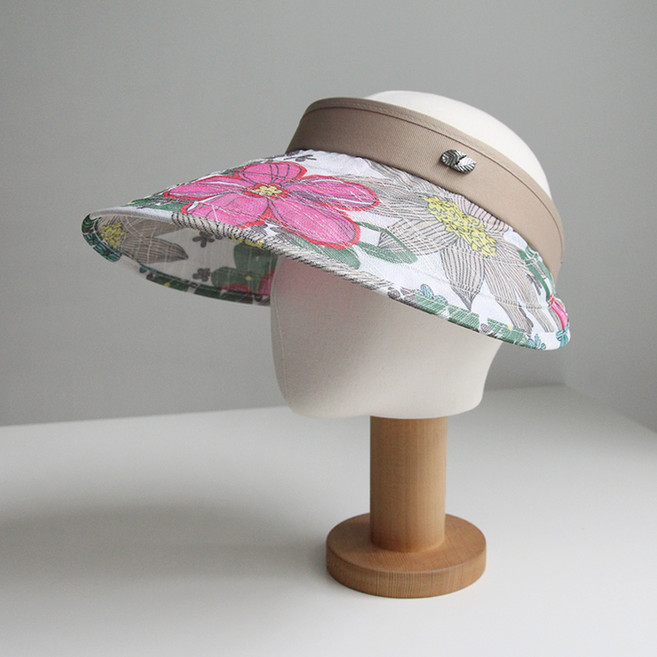 바비수 여성용 플로라 꽃 와이드챙 썬캡