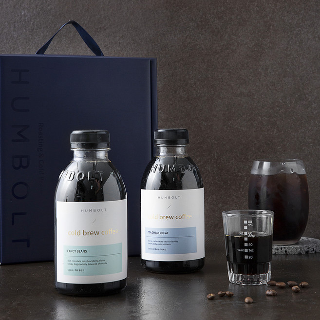 훔볼트 프리미엄 콜드브루 원액 케냐 블렌드 500ml + 콜롬비아 디카페인 500ml + 샷잔 선물세트 4호, 1L, 1세트