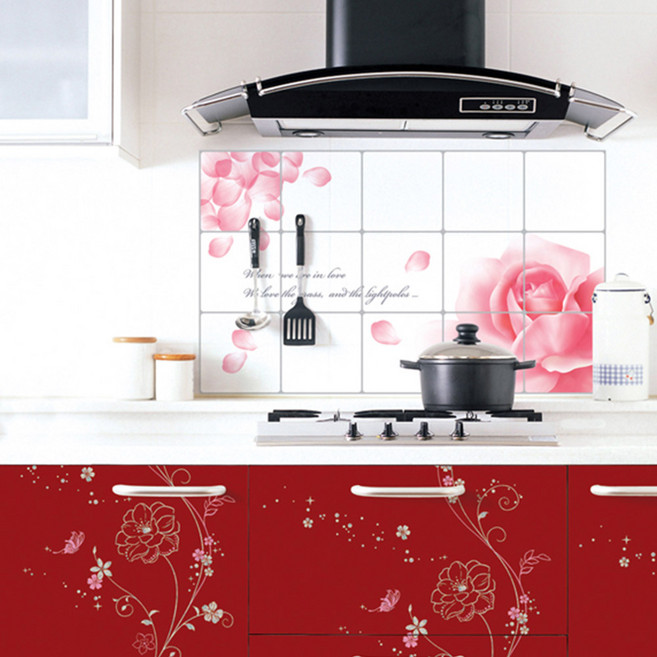 시트나라 월드디자인 주방 오염방지 난연 알루미늄 시트지 로즈 AL 008, 1개