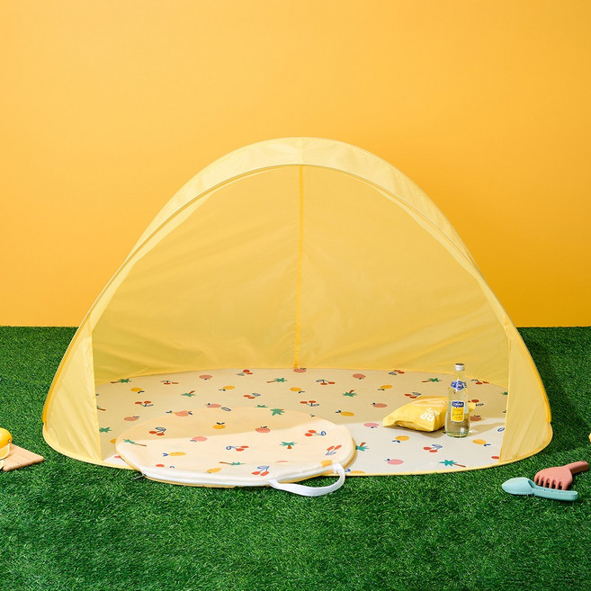 모던하우스 키즈피크닉 자외선차단 원터치 그늘막텐트 145 x 100 x 80 cm, 옐로우