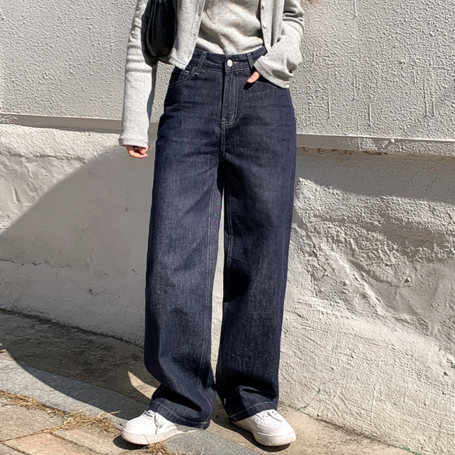 니썸 여성용 롱/미들 페어논 페이드 생지 데님 팬츠