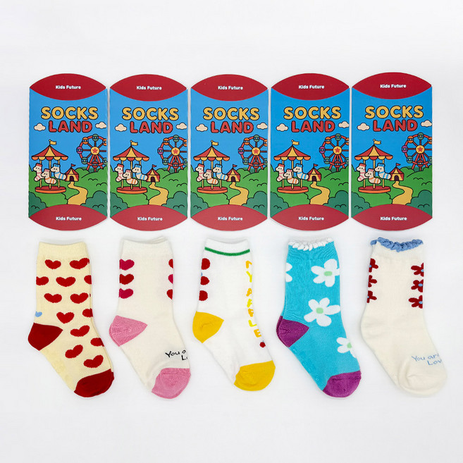 키즈퓨처 구디백 하트팝 양말 5족 + 선물 패키지 5p 세트