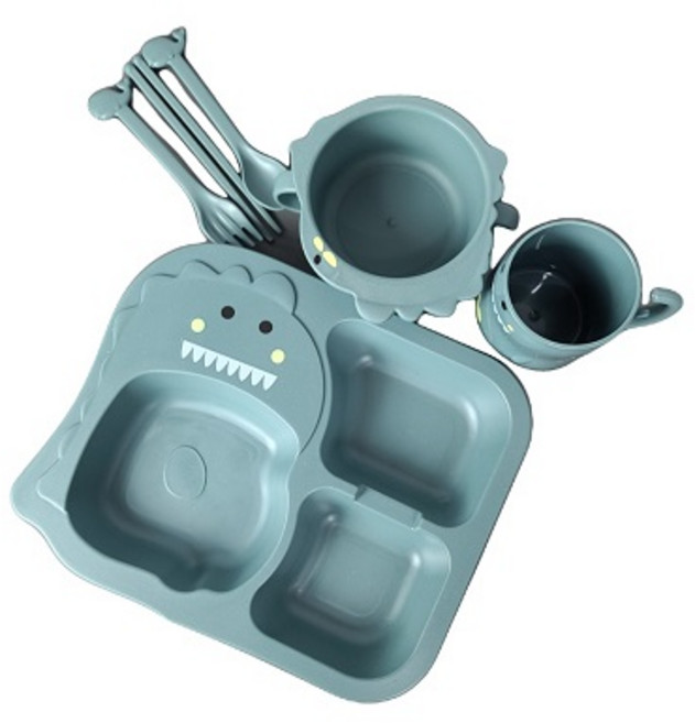 영그린 공룡모양 식판 세트 6종, 그린, 1세트