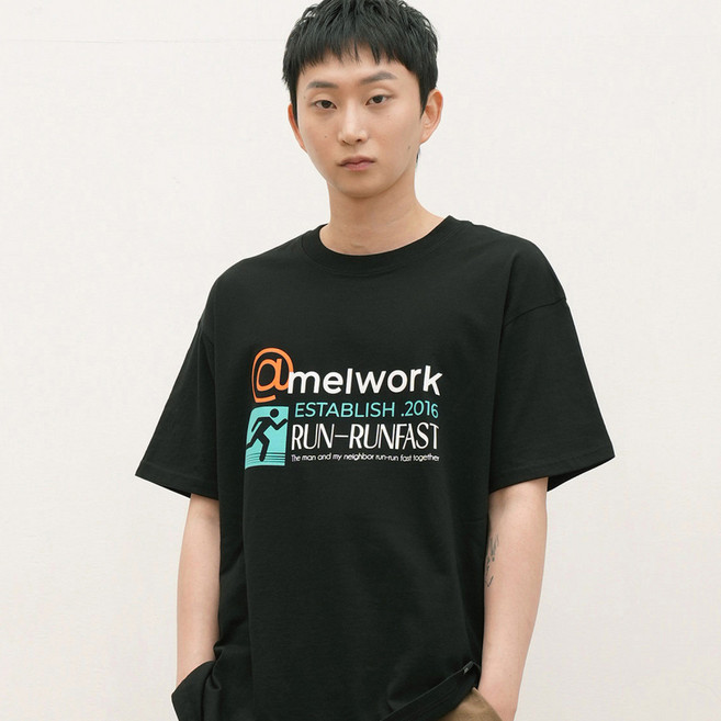 카멜워크 남성용 통기성 런 패스트 반팔 면 오버핏 티셔츠