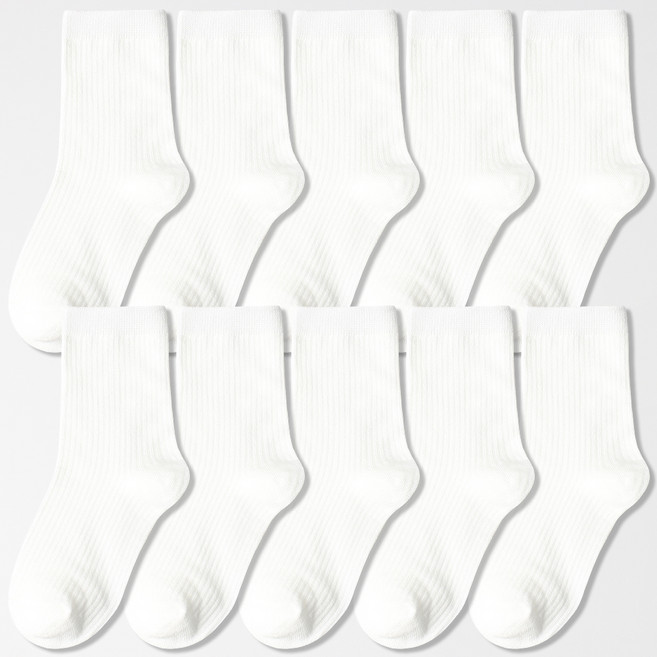 노디자인 학생용 베이직 골지 중목 양말 10족 세트