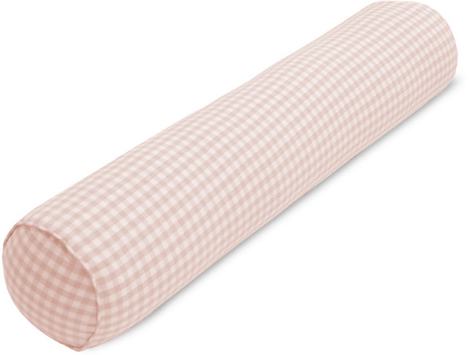 우리앤데코 깅엄 원형 롱쿠션 커버 솜별매, 핑크