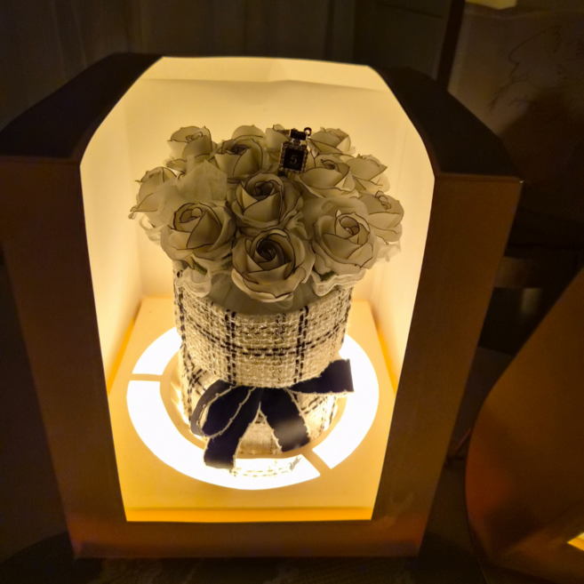 블뤼엔 조화 무드등 럭셔리라인 비누 꽃다발, 화이트, 1개