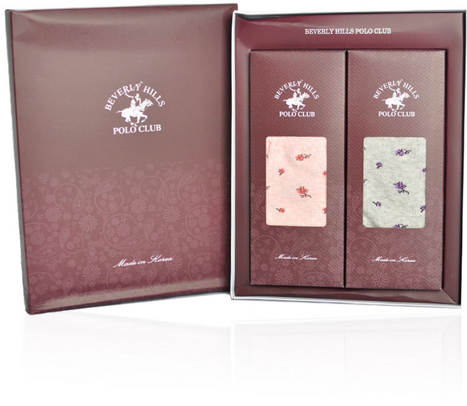 비버리힐스폴로클럽 여성용 들꽃 플라워 패션 양말 선물세트 2족 세트