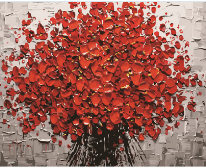 모모픽스페인팅 DIY 명화그리기 세트 40 x 50 cm, 붉은 꽃다발, 1개