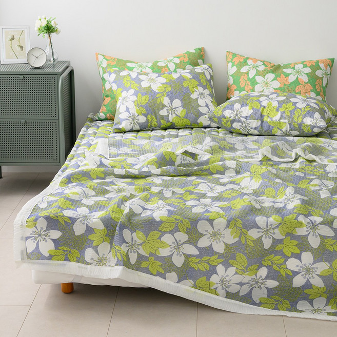 노스 국내 제조 시어서커 쿨 여름 홑이불, 리프블루