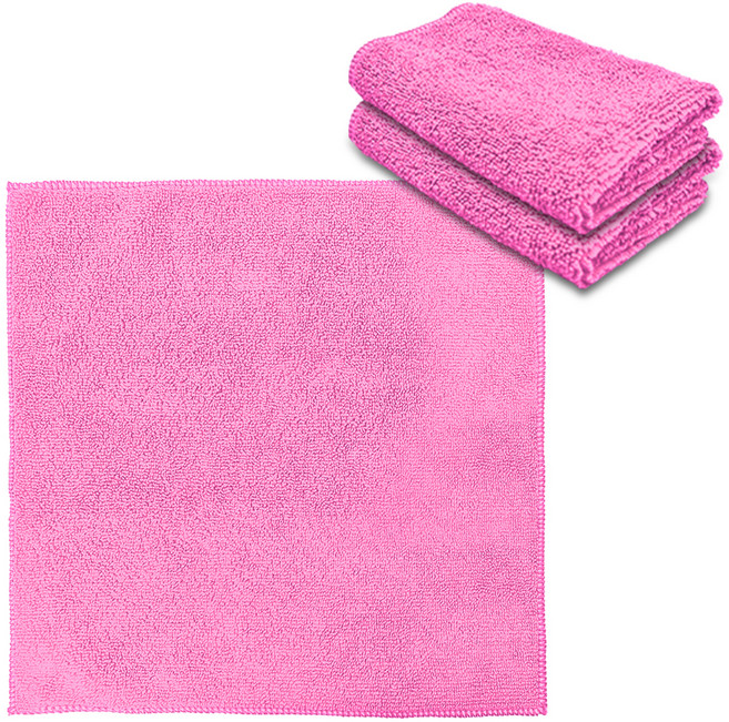 월드크린 다목적 청소용 극세사 손걸레 중형 30 x 30 cm, 핑크, 3개