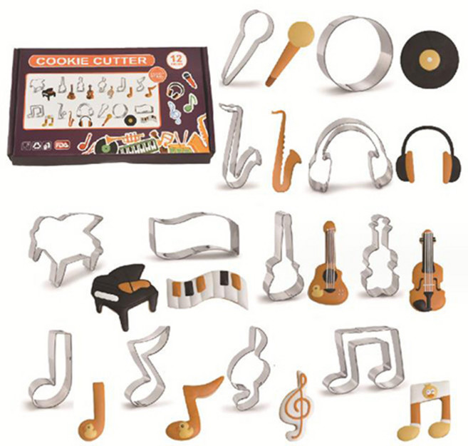 큐트미 아기자기 스텐 쿠키커터 악기 12종 세트 MP379, 혼합색상, 1세트