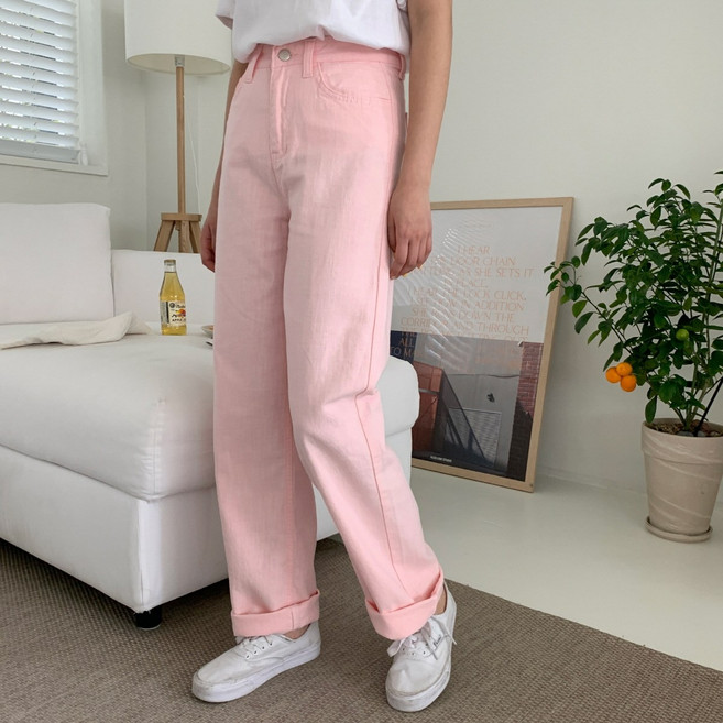 린다샵 여성용 도레드 베이직 컬러 일자팬츠 PT7423K14