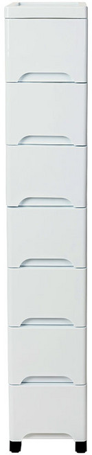 樂嫚妮 18面寬七層塑膠收納櫃 36 x 18 x 109cm 白色, 1個