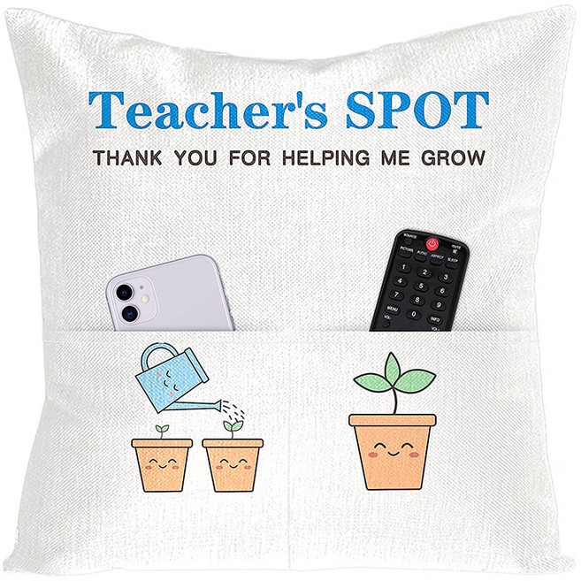 위드제이앤비 리모컨 핸드폰 보관 수납 주머니 소파 쿠션 커버 솜포함, kd002 티쳐베이지