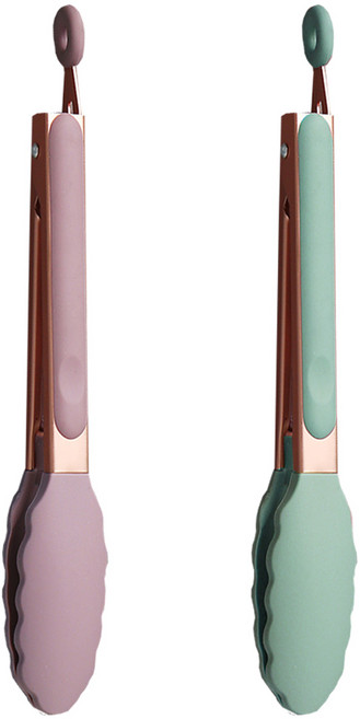 로즈골드 실리콘 집게 2p, 핑크 + 그린, 1세트